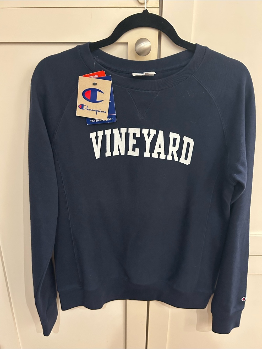 NWT Champion Navy Martha’s Vineyard Crewneck Unisex Sweatshirt, size XS.
